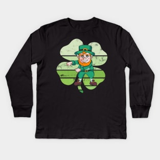 Flossing Leprechaun St. Patrick's Day Funny Floss Dance Kids Long Sleeve T-Shirt